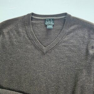 Jos. A. Bank Traveler's Collection Mens Lg Brown 100% Merino Wool V-Neck Sweater